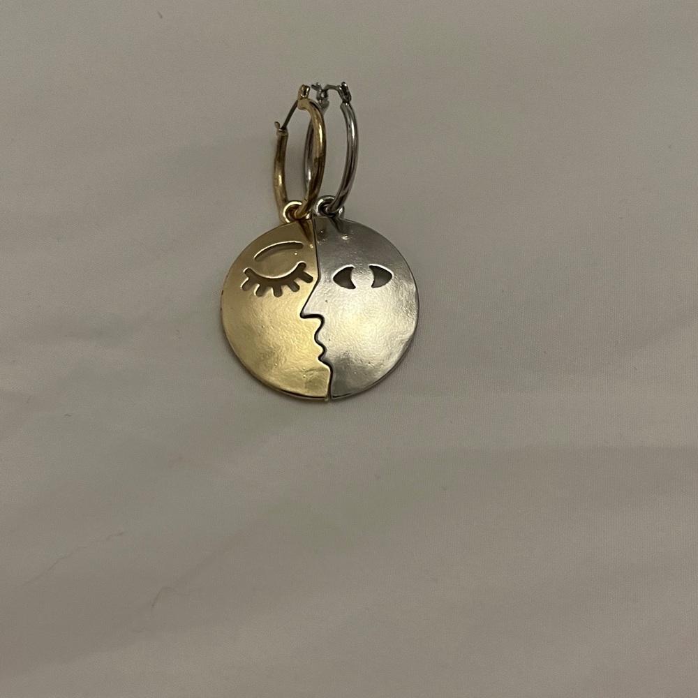 Silver and Gold Face Earrings